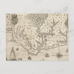 Carte vintage de la Caroline du Nord côtière (1590