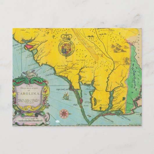 Carte vintage de la côte de Caroline (Devant)