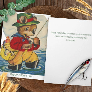 Carte vintage de la fête des pères pour oncle pêch