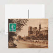 Carte vintage de la Poste Paris, Cathédrale Notre- (Devant / Derrière)