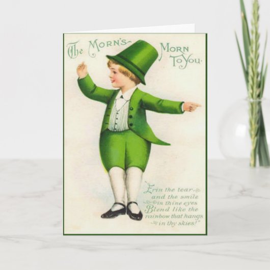 Carte vintage de la Saint-Patrick avec lutin (Devant)