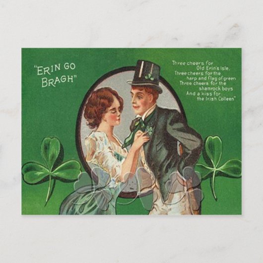 Carte vintage de la Saint Patrick Couple d'Irlande (Devant)