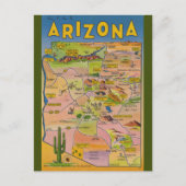 Carte vintage de l'Arizona et cactus (Devant)