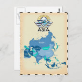 Carte vintage De L'Asie (Devant / Derrière)