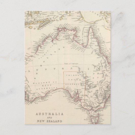 Carte vintage de l'Australie (1848) (Devant)