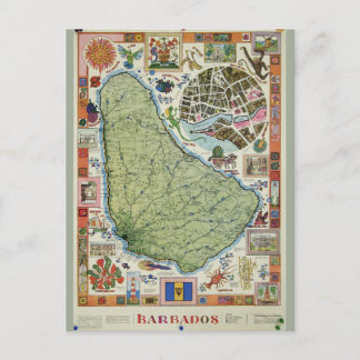 Carte vintage de l'île de la Barbade