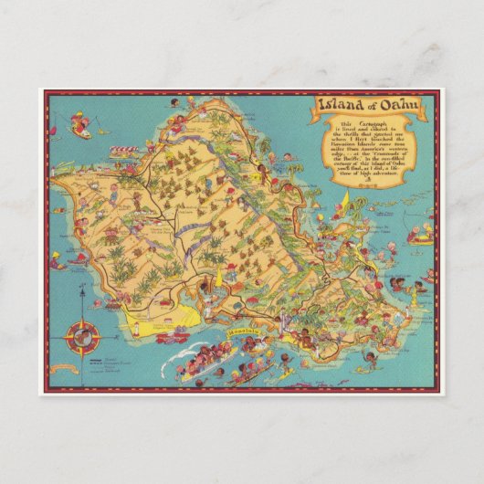 Carte vintage de l'île d'Oahu (Devant)