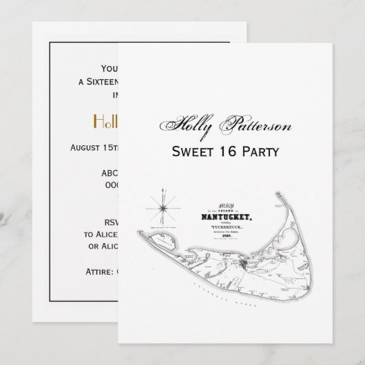 Carte Vintage de l'île Nantucket (Devant / Derrière)