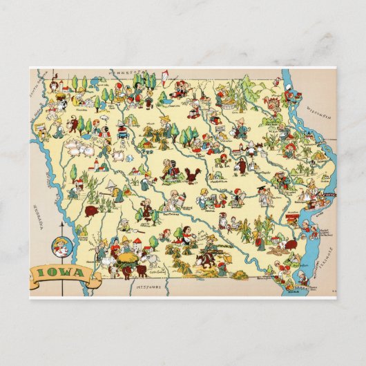Carte Vintage de l'Iowa (Devant)