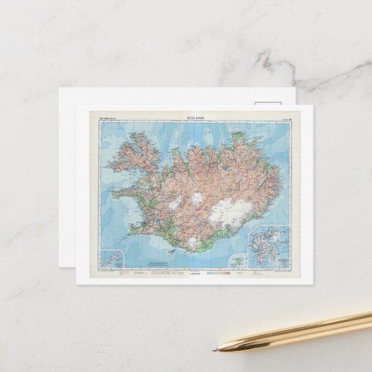 Carte vintage de l'Islande (Devant/Arrière en situation)