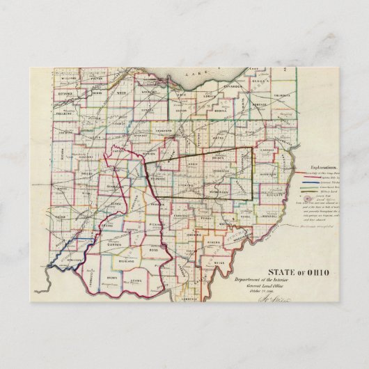 Carte vintage de l'Ohio (1866) (Devant)