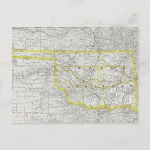 Carte vintage de l'Oklahoma (1889)