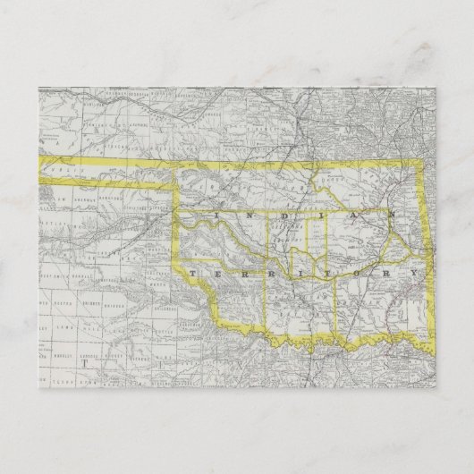 Carte vintage de l'Oklahoma (1889) (Devant)