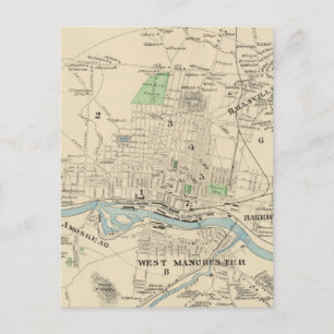 Carte vintage de Manchester NH (1892)