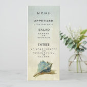 Carte vintage de menu de mariage de coquillage (Debout devant)