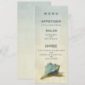 Carte vintage de menu de mariage de coquillage (Devant / Derrière)