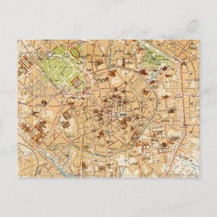 Carte vintage de Milan Italie (1914)