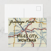 Carte Vintage de Miles City Montana (Devant / Derrière)