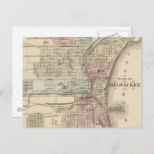 Carte vintage de Milwaukee (1880) (Devant / Derrière)