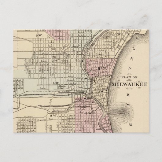 Carte vintage de Milwaukee (1880) (Devant)