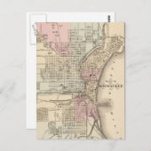 Carte vintage de Milwaukee (1880) (Devant / Derrière)