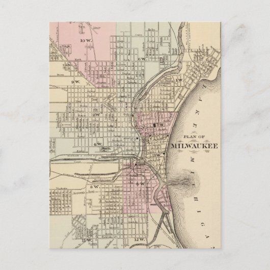 Carte vintage de Milwaukee (1880) (Devant)