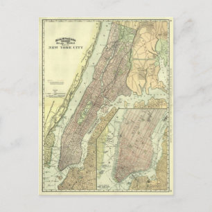 Carte vintage de New York City Manhattan