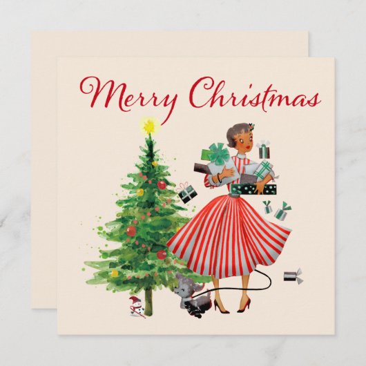 Carte Vintage de Noël 1950 (Devant / Derrière)