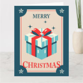 Carte Vintage De Noël Avec Boîte Cadeau Festif (Devant)