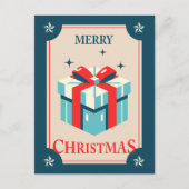 Carte Vintage De Noël Avec Boîte Cadeau Festif (Devant)