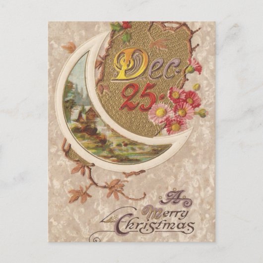 Carte Vintage de Noël du 25 décembre (Devant)