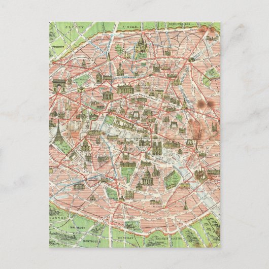 Carte vintage de Paris (1920) (Devant)