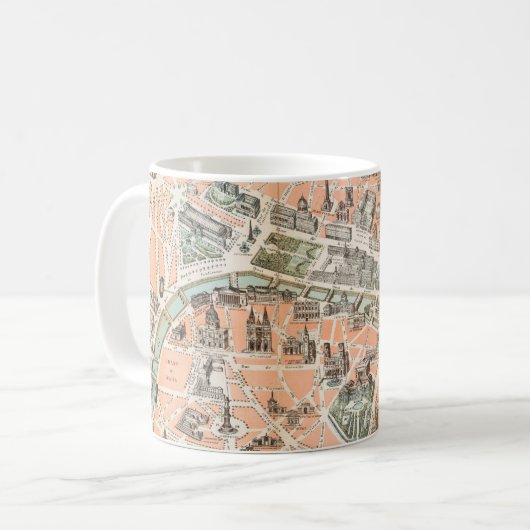Carte Vintage de Paris Coffee Mug (Devant gauche)