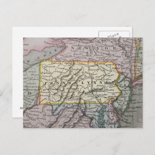 Carte vintage de Pennsylvanie (Devant / Derrière)