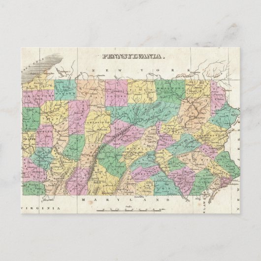 Carte vintage de Pennsylvanie (1827) (Devant)