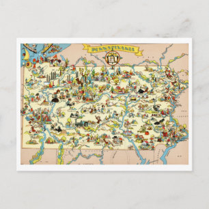 Carte Vintage de Pennsylvanie Funny