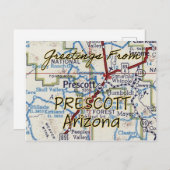 Carte Vintage de Prescott AZ (Devant / Derrière)