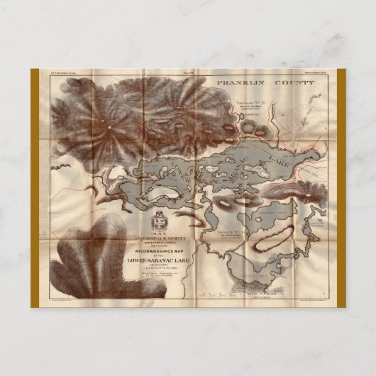 Carte vintage de reconnaissance du lac de Saranac  (Devant)