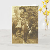 CARTE vintage DE REPRÉSENTATION RODÉO COWGIRL (Fleur jaune)