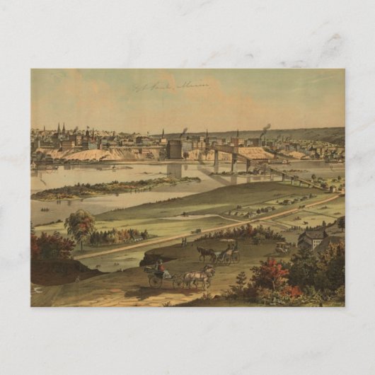 Carte vintage de Saint Paul Minnesota (1874) (Devant)