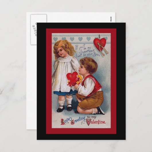 Carte vintage de Saint-Valentin (Devant / Derrière)