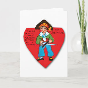 Carte vintage de Saint-Valentin avec le pirate