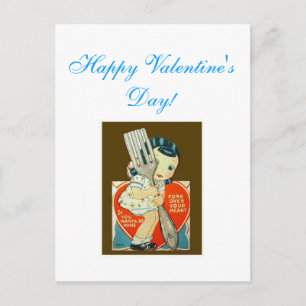 carte vintage de Saint-Valentin ; fille avec la