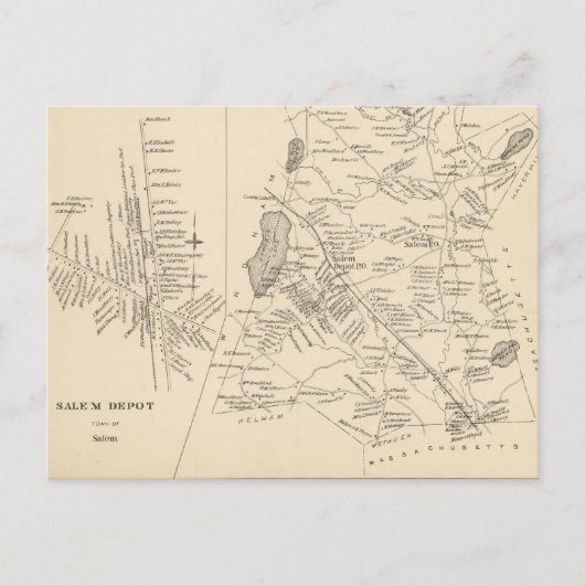 Carte vintage de Salem Massachusetts (1892) (Devant)