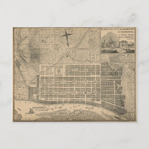 Carte vintage de Savannah Georgia (1818)