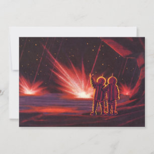 Carte Vintage de science-fiction Alien Red Planet Explos