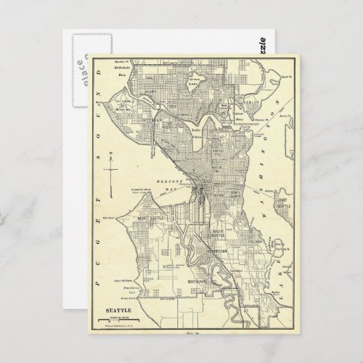 Carte vintage de Seattle (1914) (Devant / Derrière)