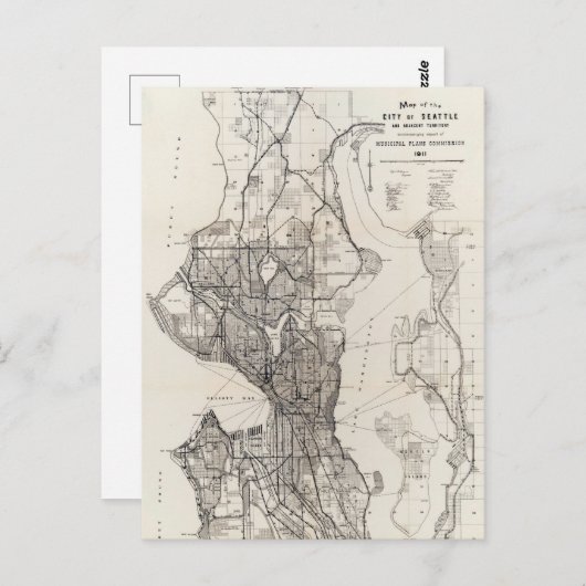 Carte vintage de Seattle Washington (Devant / Derrière)