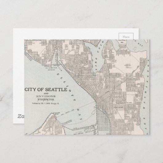 Carte vintage de Seattle Washington (1901) (Devant / Derrière)