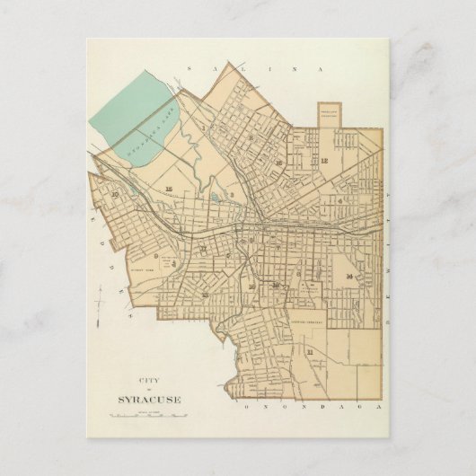 Carte vintage de Syracuse New York (1895) (Devant)